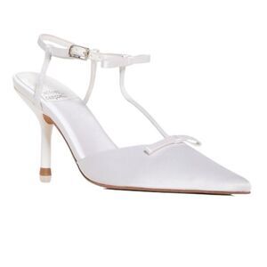 Jeffrey Campbell Playhouse Pointed Toe Satin White Pumps Size 9M
